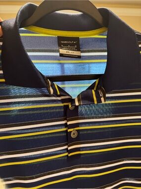 Nike Men’s Navy, Yellow & White Striped Polo
